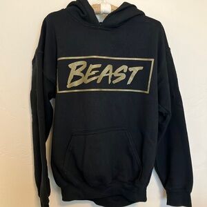 Mr. Beast Hoodie Sweatshirt Black with Gold Letters. Child Medium.